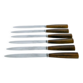 set of 6 brown horn knives 1970