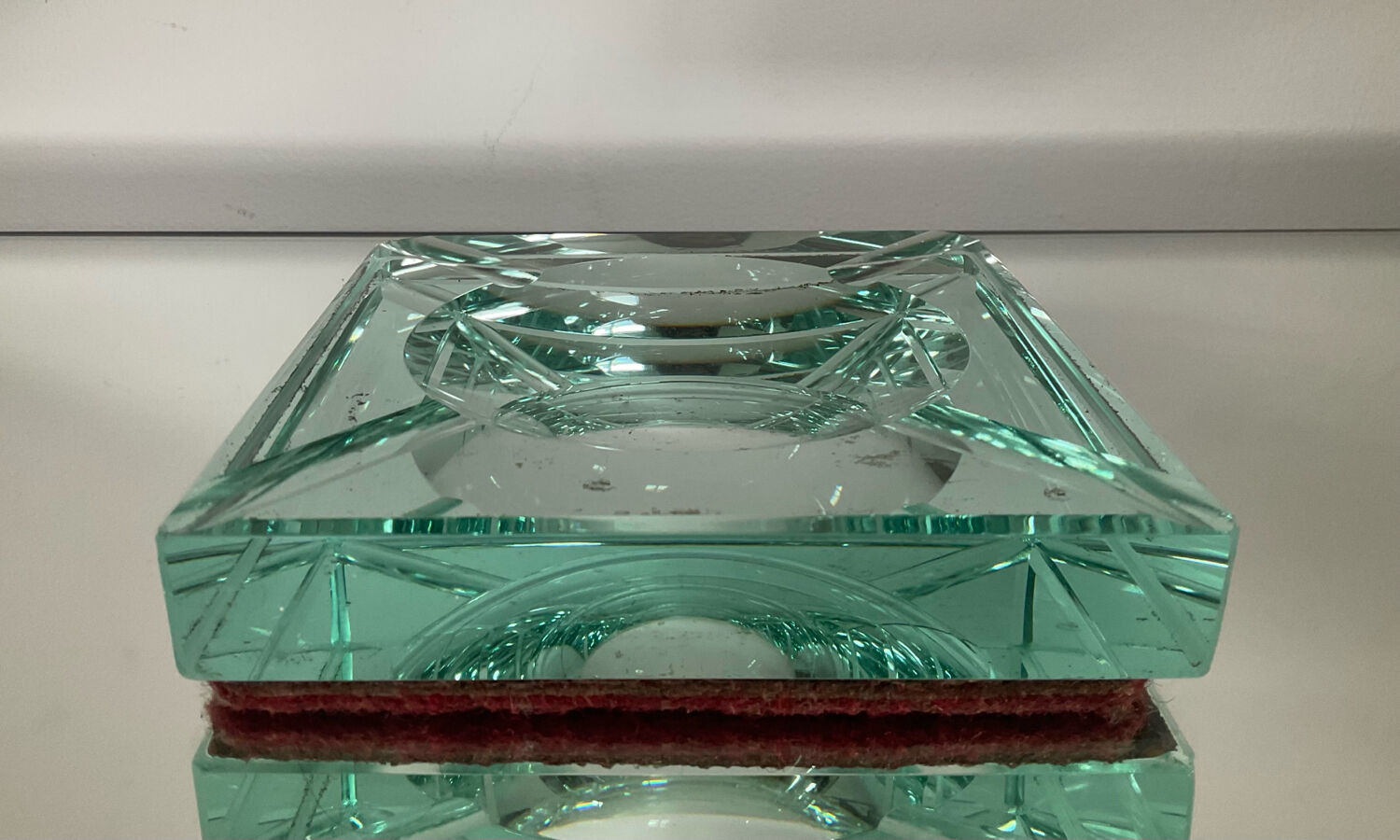 Jean Luce Art Deco ashtray in mercurized Saint Gobain glass