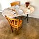 Bistro table in gray marble and cast iron