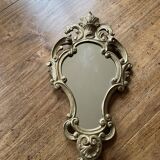 Petit miroir ancien vintage en bois doré, style rocaille