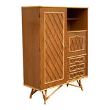 Armoire rotin et pieds compas 1960