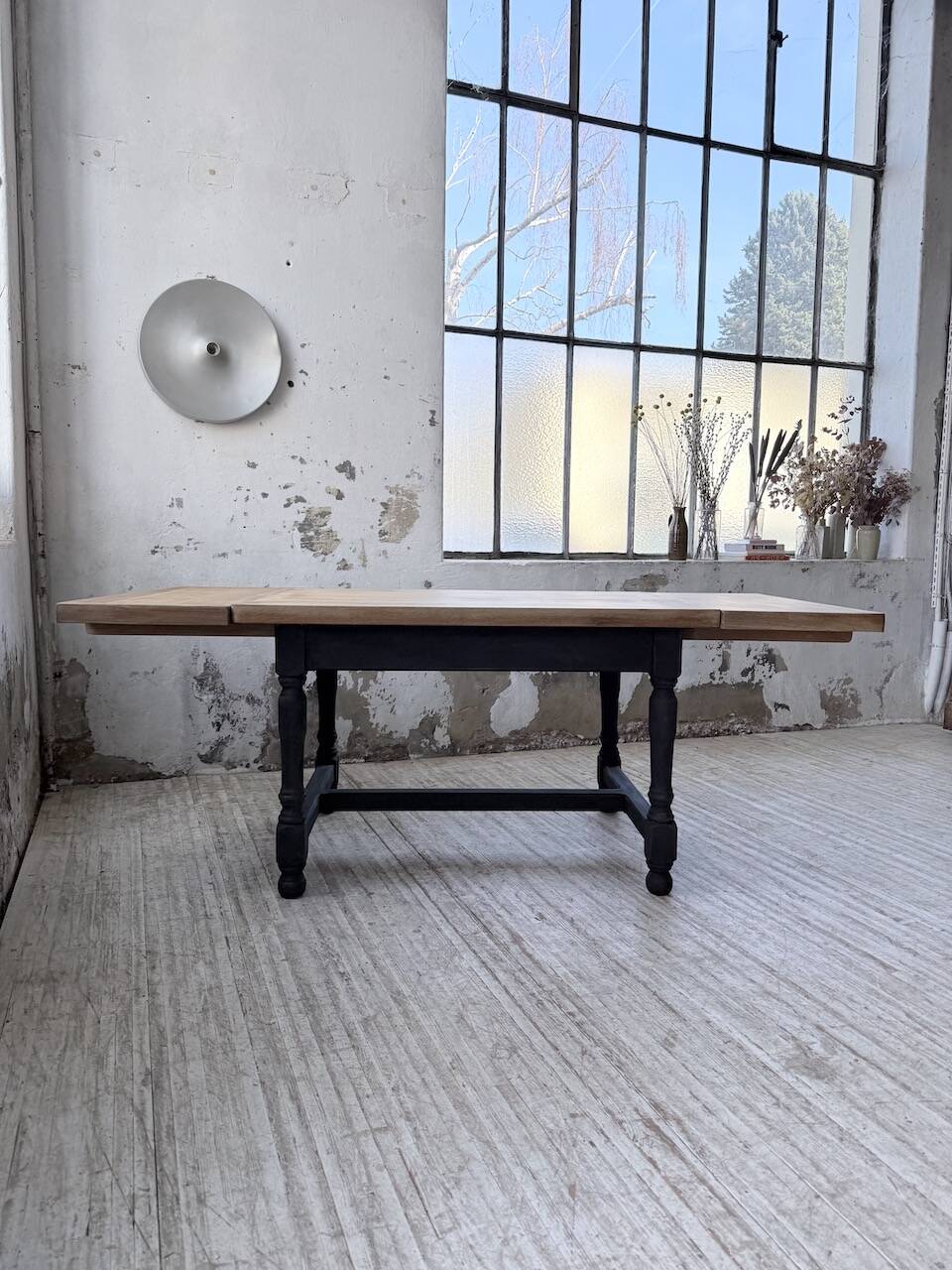 Table de ferme en chêne avec rallonges