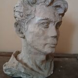 A. Novelli, male bust, plaster sculpture