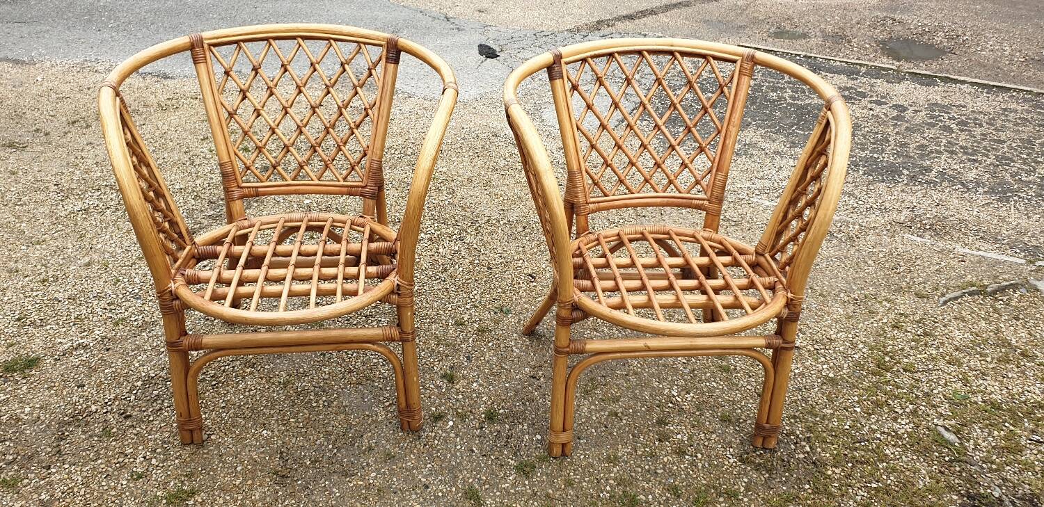 Pair of bamboo armchairs