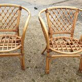 Pair of bamboo armchairs