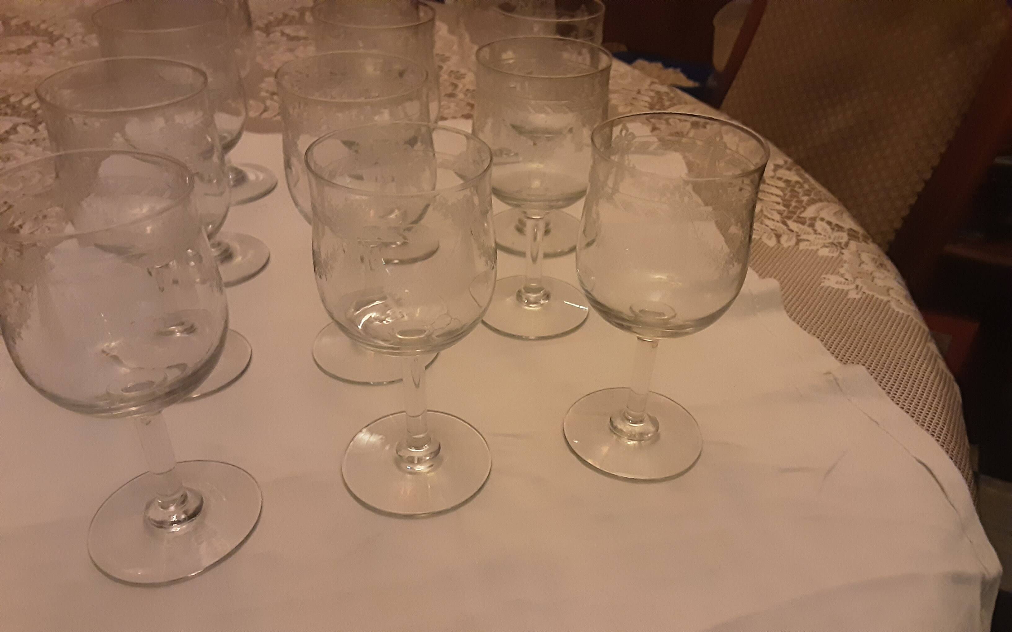 12 antique water glasses cut glass