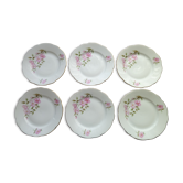 Set of 6 flat plates in bohemian porcelain