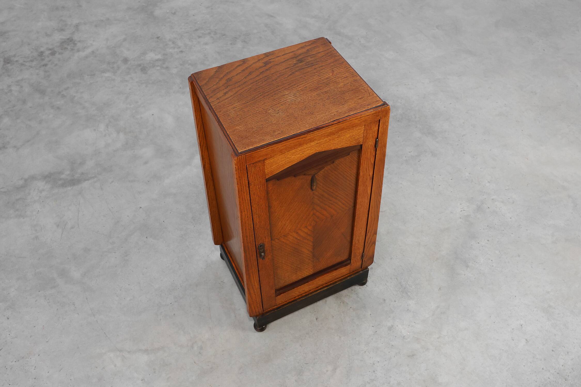 Amsterdamse school wooden cabinet or nightstand, The Netherlands ca. 1915
