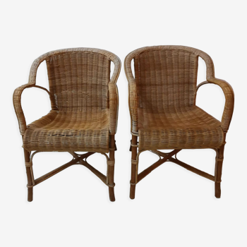 2 rattan armchairs for children