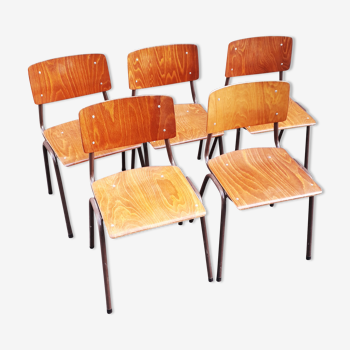 5 chaises vintage bois pagwood