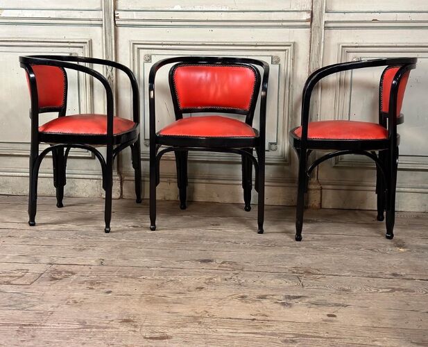 6 fauteuils en hêtre courbé par Gustav Siegel pour Kohn