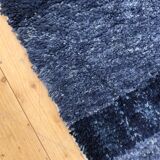 Berber carpet Beni Ouarain mottled solid blue 1.55x1.06m