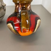 Set of Two Pottery Fat Lava Vases "Multi-Color" by Scheurich, Germany, 1970s