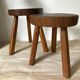 Tabouret en bois tripode ferme vintage