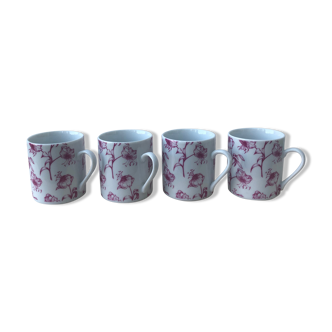 Coffee cups patterns purple flowers