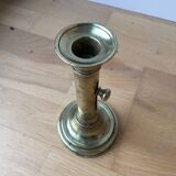 Brass candle holder with push button