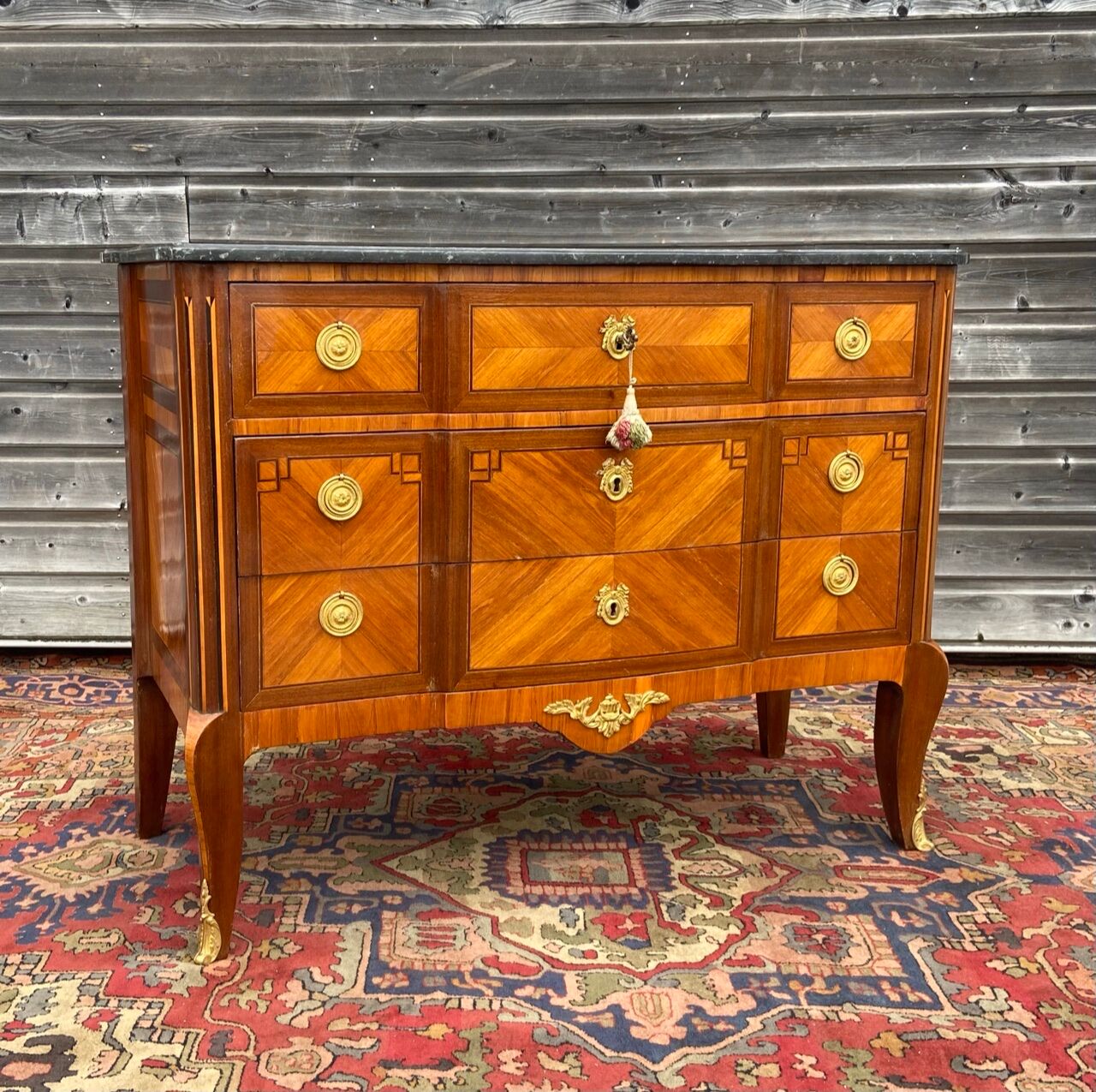 Chest of Drawers In Marquetry Style Transition XIX Eme Century