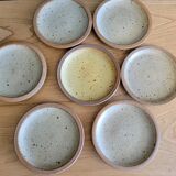 7 coasters / bottle / ceramic cup sandstone signed Le Tesson