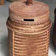 Large Indonesian wicker fishing basket with lid H65 D33