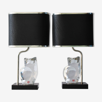 Pair of lamps by Olle Alberius for Orrefors Crystal