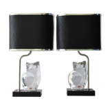 Pair of lamps by Olle Alberius for Orrefors Crystal