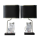 Pair of lamps by Olle Alberius for Orrefors Crystal