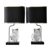 Pair of lamps by Olle Alberius for Orrefors Crystal