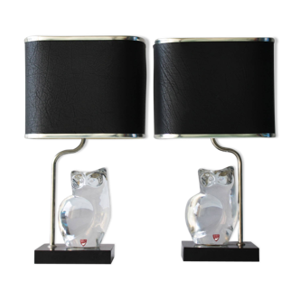 Pair of lamps by Olle Alberius for Orrefors Crystal