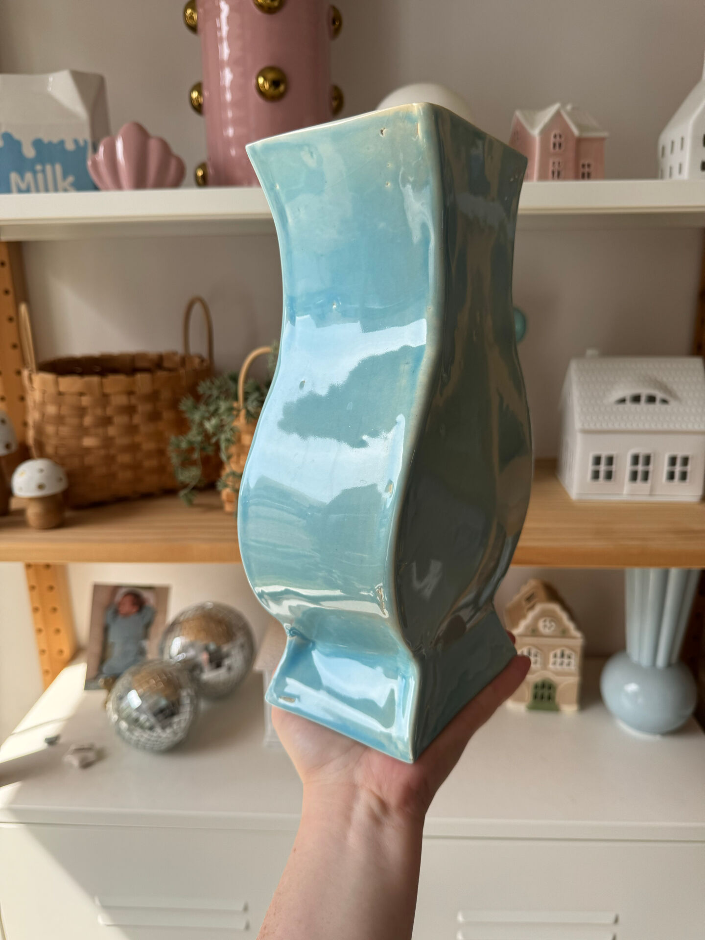 Vintage blue ceramic vase