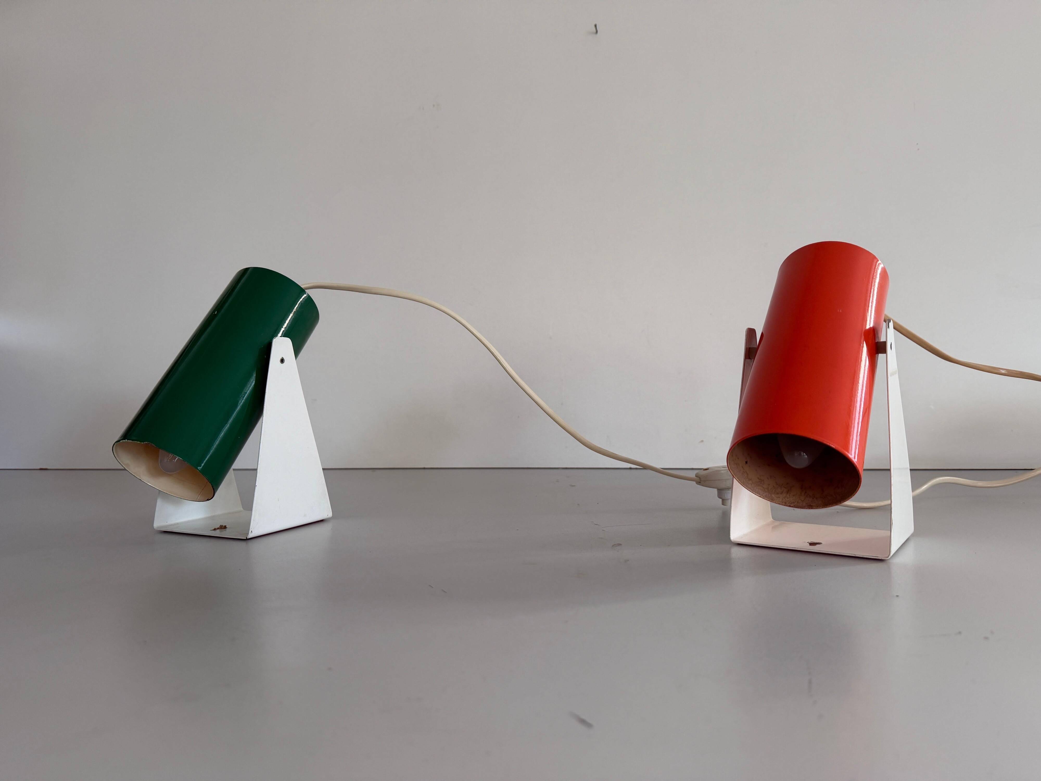 Pair of table lamps or wall lights in metal by Greene & Greene, 1970s, Germany.