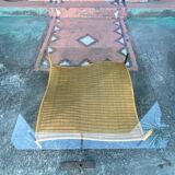 Rattan and glass coffee table circa 1970
