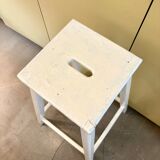 Tabouret haut, sellette en bois écru