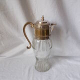 Glass and silver metal ewer pitcher