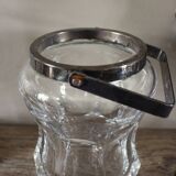 7-sided glass ice bucket with a vintage metal handle
