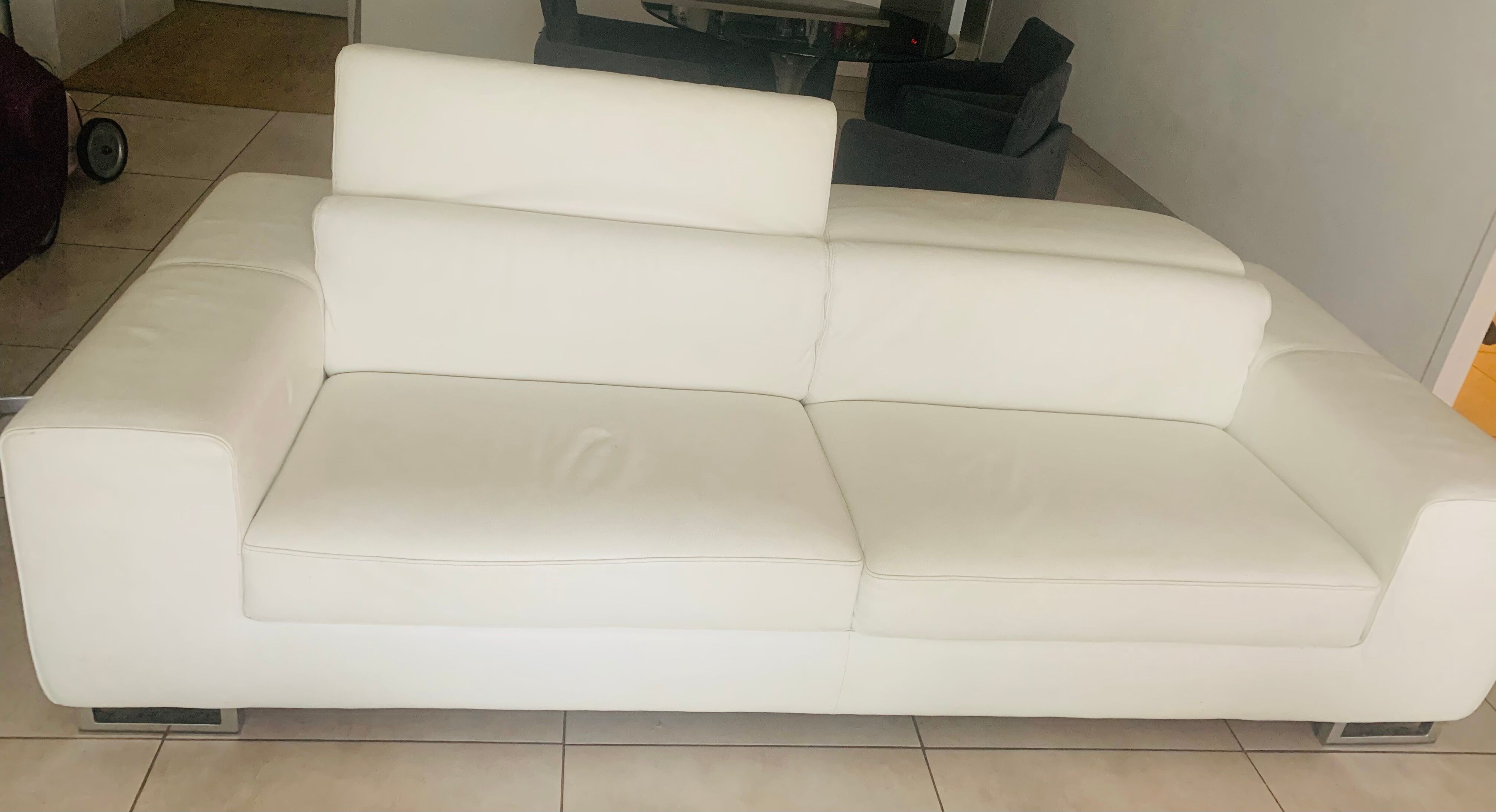 White leather sofa