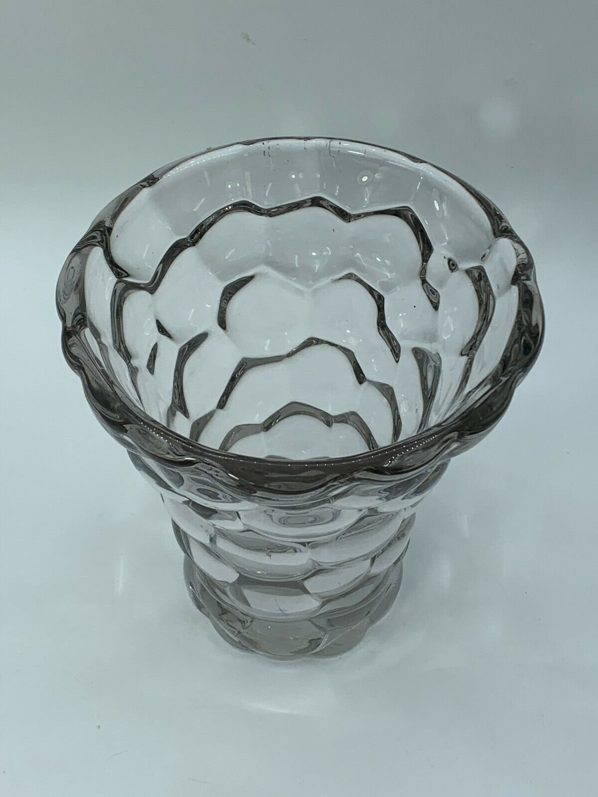 Glass vase or transparent crystal honeycomb art deco