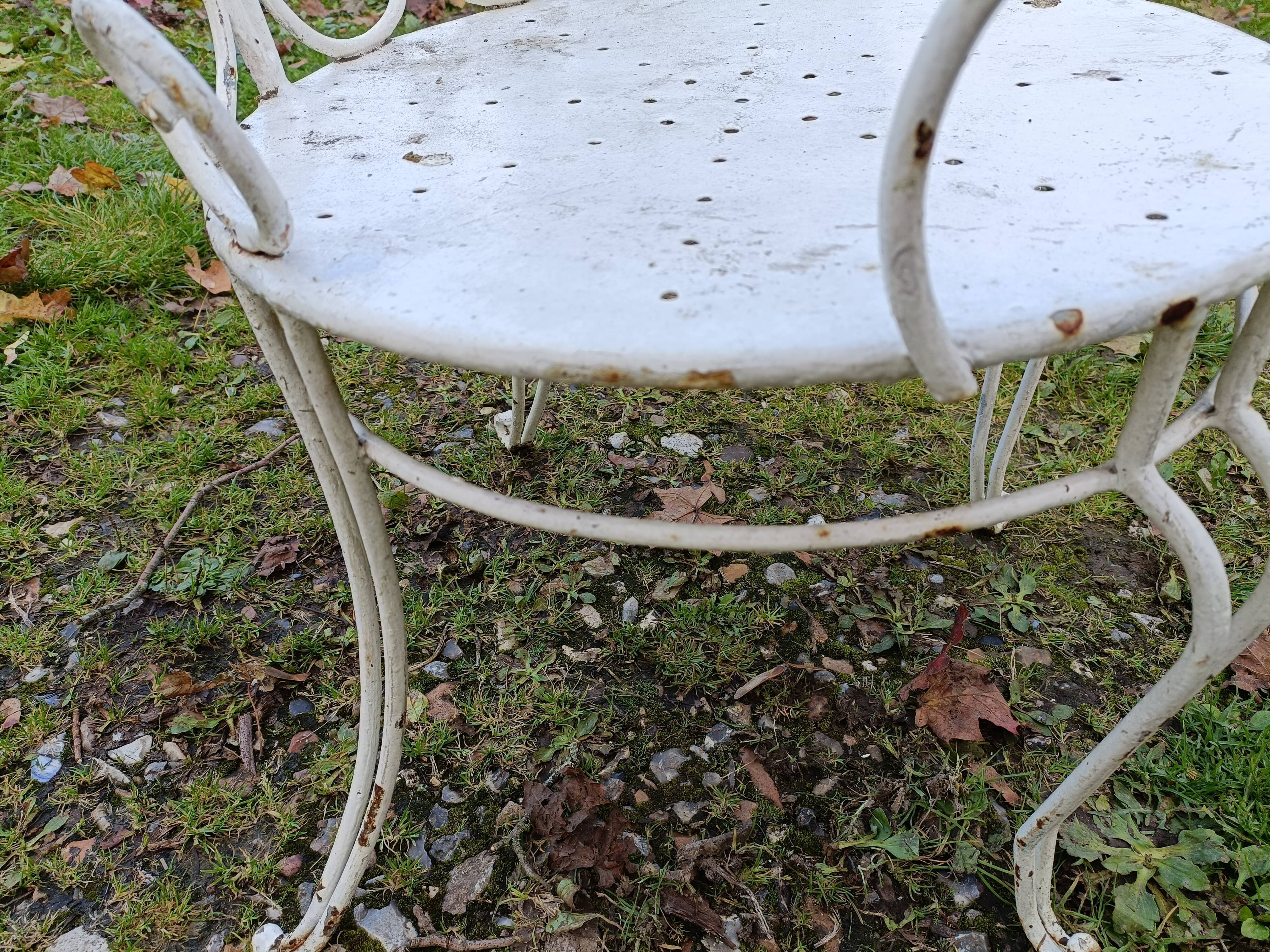 Paire de fauteuils de jardin anciens fer plein métal