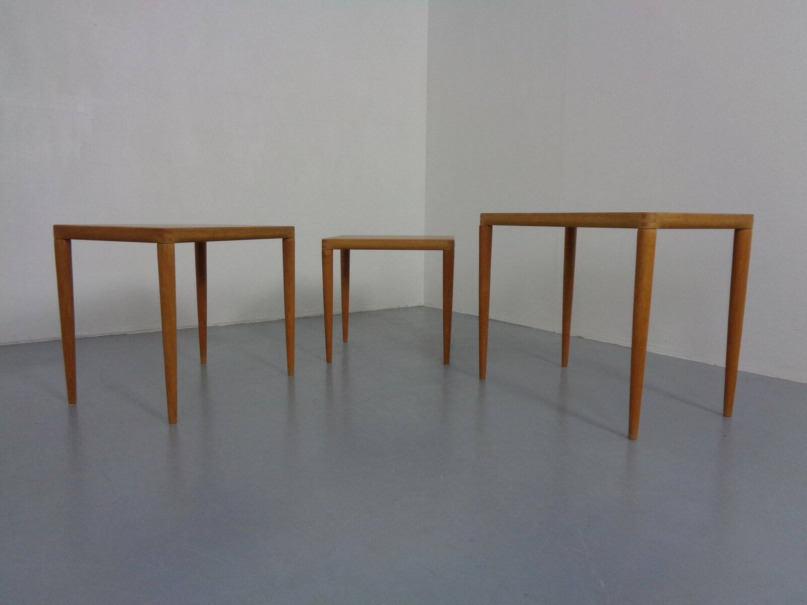 Danish Oak Nesting Tables by H.W. Klein for Bramin, 1960s, Set of 3