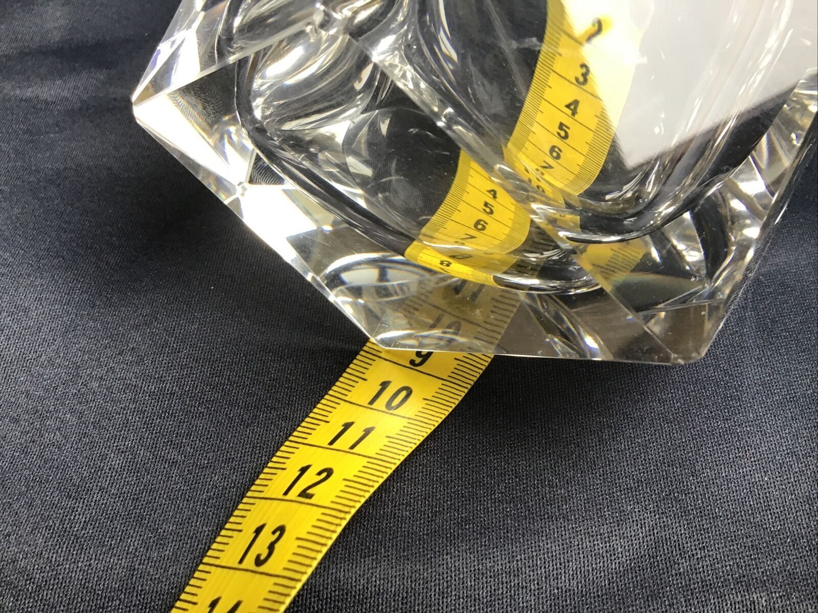 Empty diamond ashtray pocket flavio polished glass Murano crystal facets prism 60s