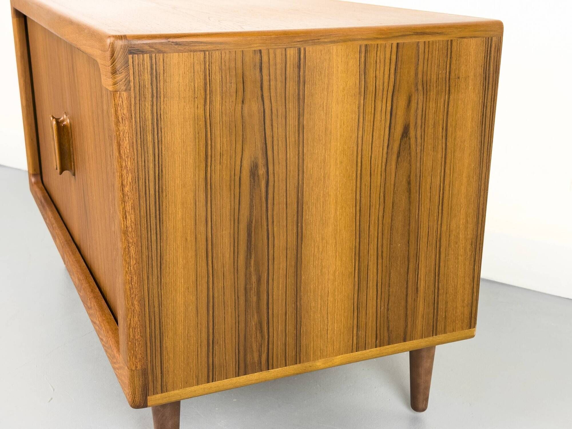 Low Teak Sideboard with Tambour Doors from CFC Silkeborg, 1970s