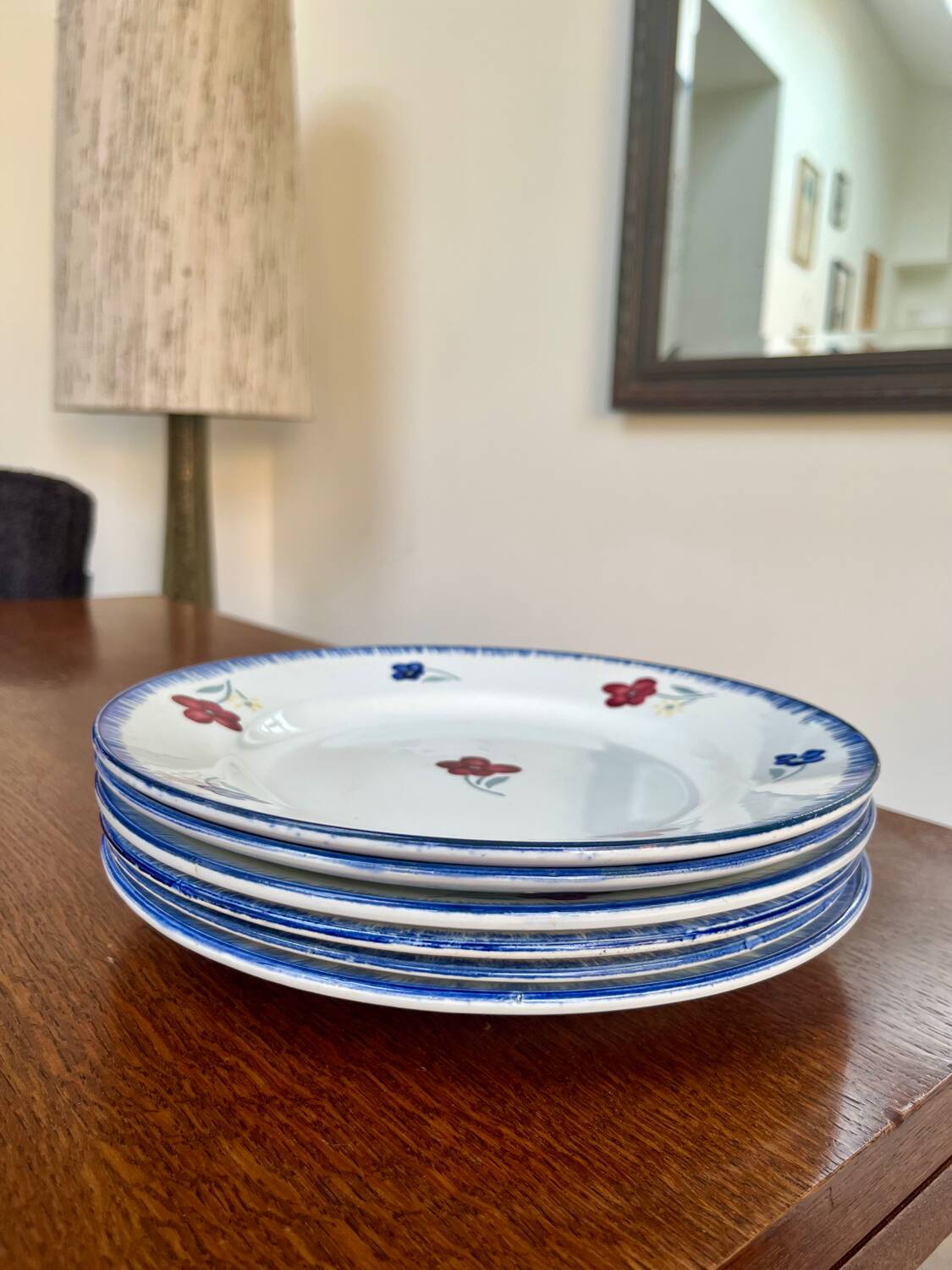 Set of 6 Digoin Sarreguemines "Mary Lou" plates – floral earthenware
