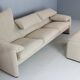 Vico Magistretti "Maralunga" 3-seater and footstool re-upholstered For Cassina