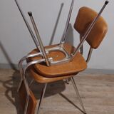 Pair of vintage faux leather and chrome chairs