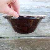 Large hollow salad bowl in glazed earthenware on the inside