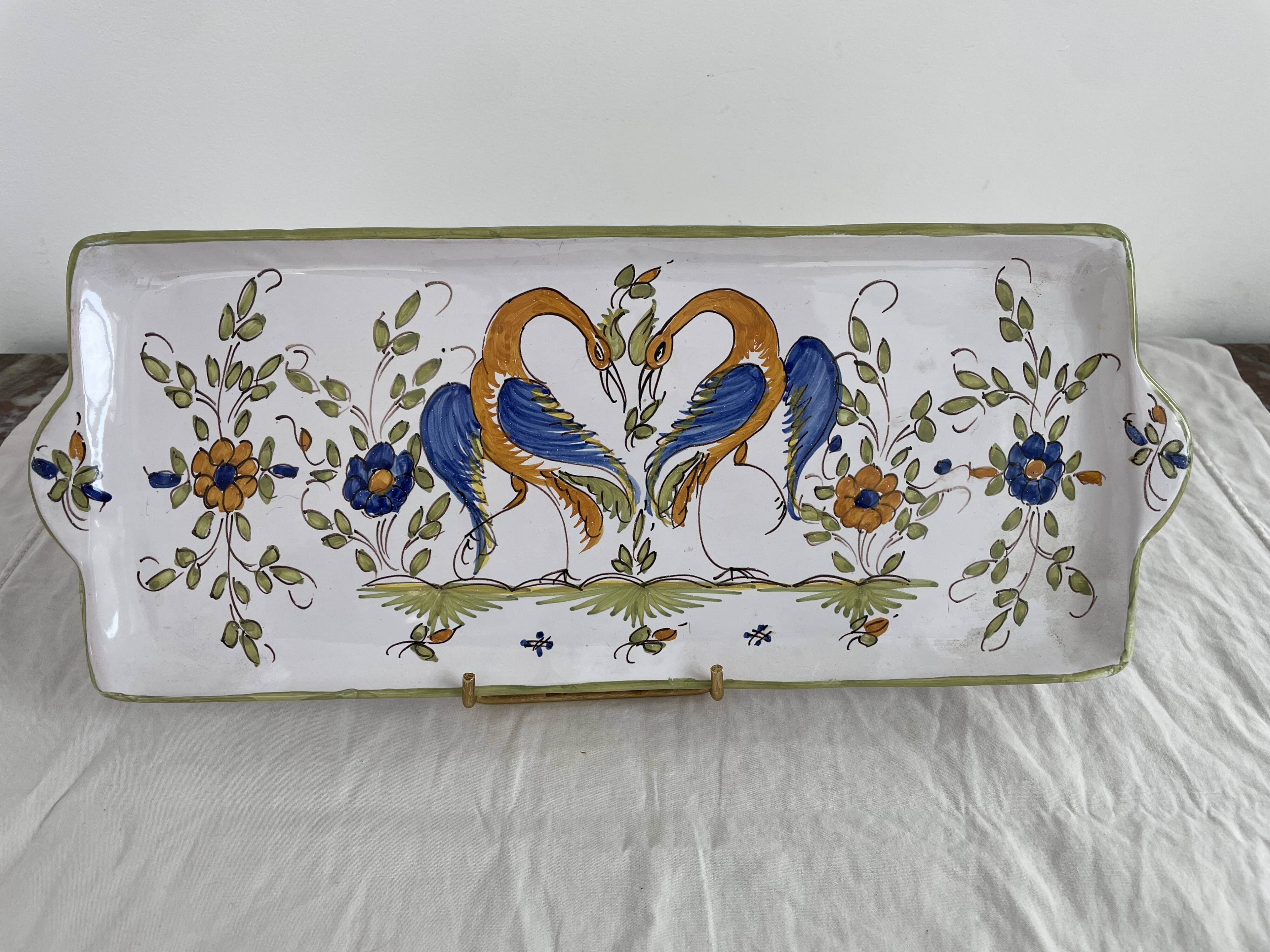 Dessert service, earthenware, Martres-Tolosane, signed Matet France