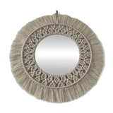 Bohemian mirror in macramé and wooden beads