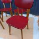 Set of 4 chairs in red skaï kitchen wood chair