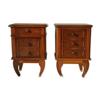 Pair of old walnut bedsides
