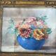 Aquarelle "bouquet de zinias" signée ancienne