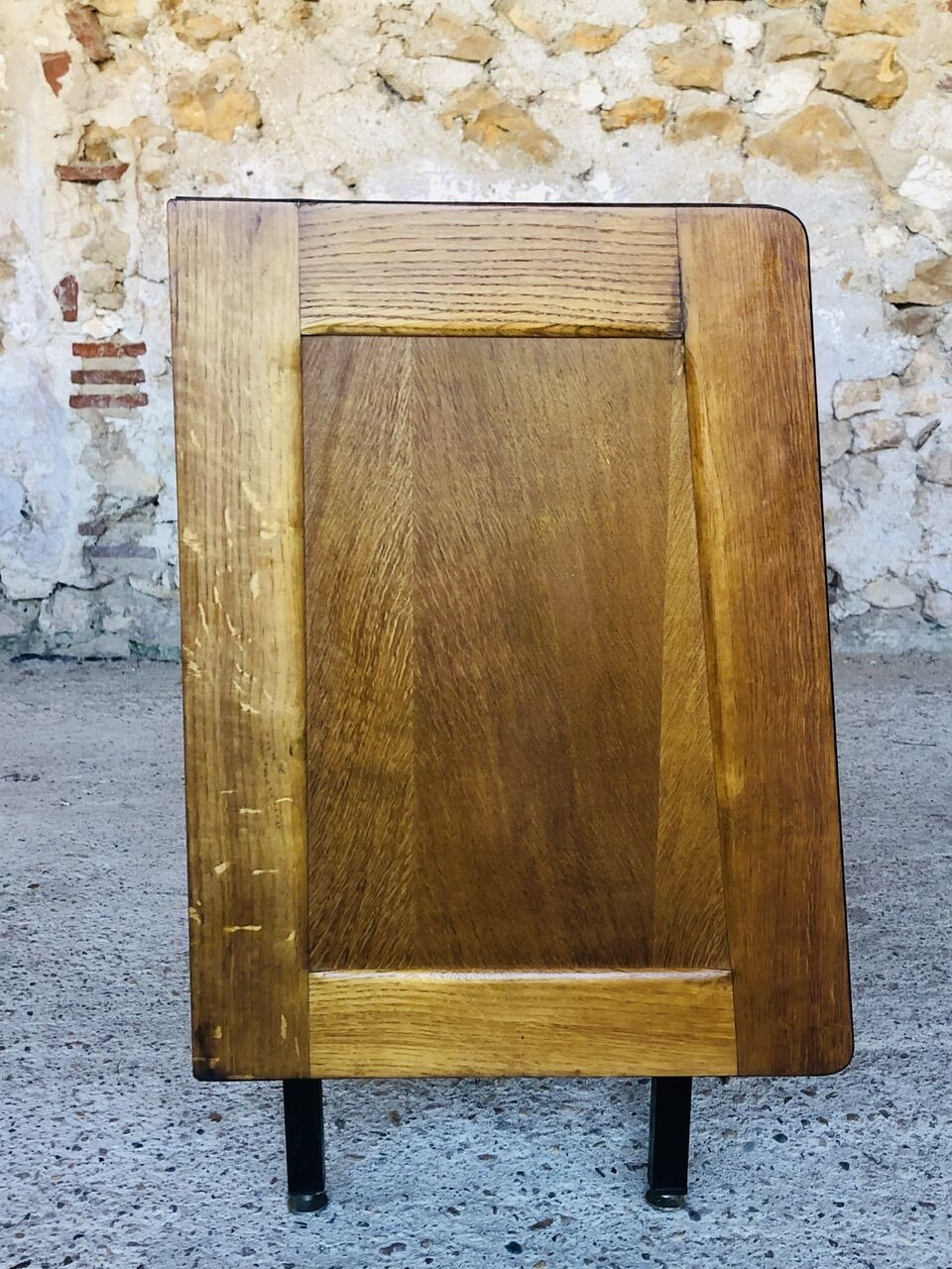 Small vintage row with sliding doors, metal legs Circa 50's